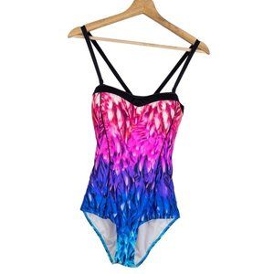 Aqua Blu Australia Womens Pink and Blue Ombre One Piece Swimwear Size 12 DD